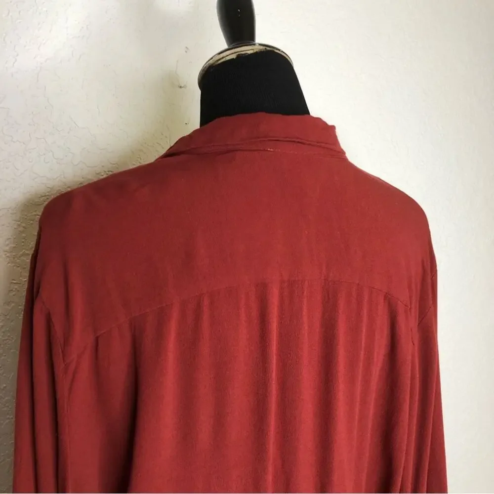 Intimately Free People Elsa rust red plunge wrap lace bottom bodysuit size Large